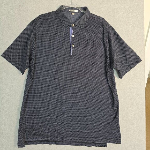Peter Millar Crown Men's Sz XL Casual Polo Shirt Cotton Blue Geometric Print - Picture 2 of 7